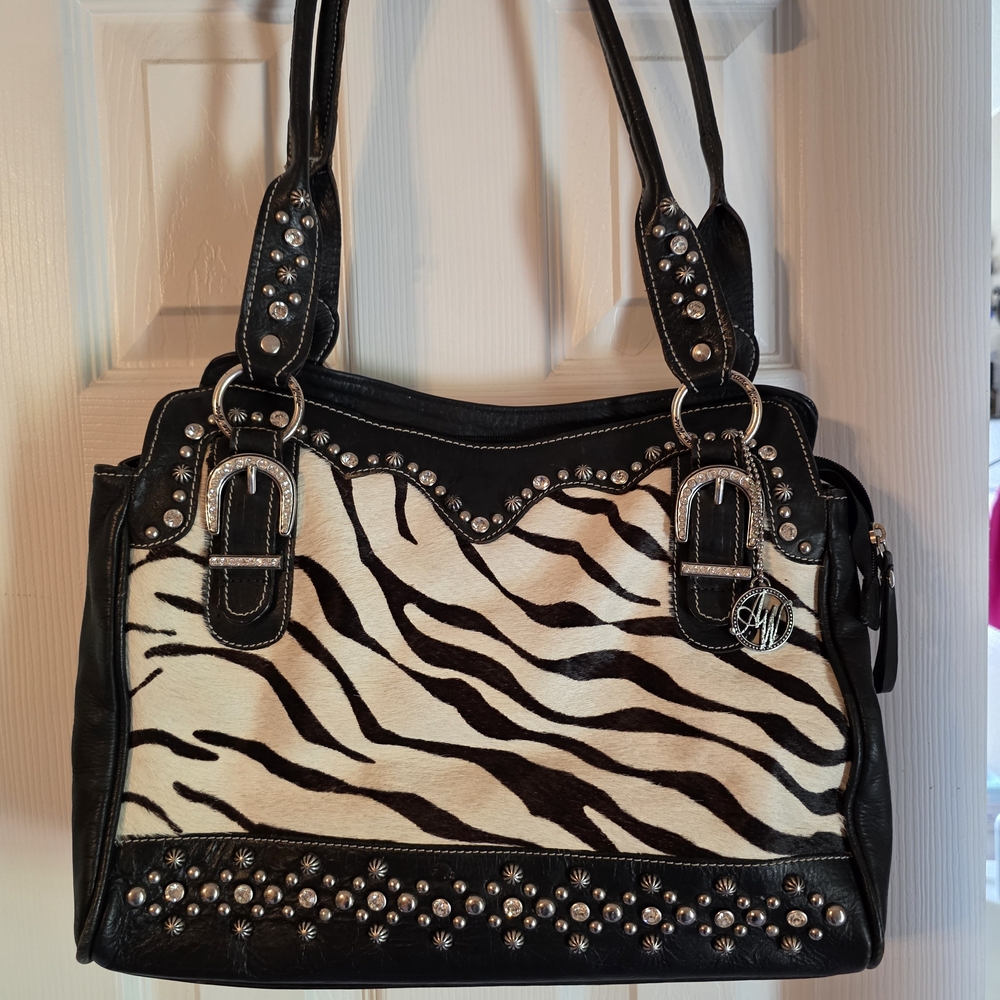 American West Black and White Zebra Shoulder Bag
